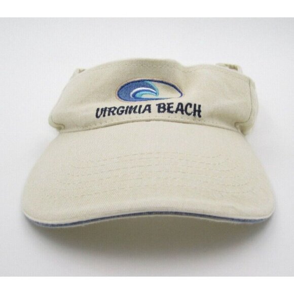 Virginia Beach Ocean Wave Embroidered Adjustable Sun Visor Hat (B) Made in USA - Picture 1 of 6